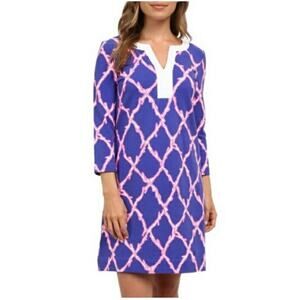 Lilly Pulitzer Blue Pink Dress Size XS Vintage cotton shift